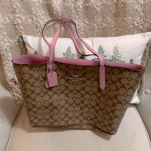 Like New Coach Tote Bag - Light Pink, Tan, & Beige